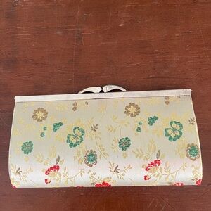 Kimono Floral Clutch with Silver Accents